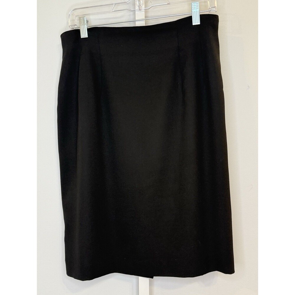 Chaus Black Midi Skirt Size 14 Women’s Lined Back Slit Classic Workwear